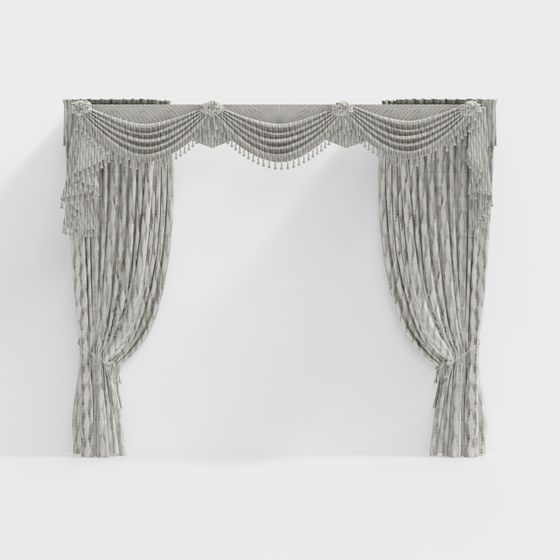Elegant Gray Curtain 3D model for Contemporary Spaces