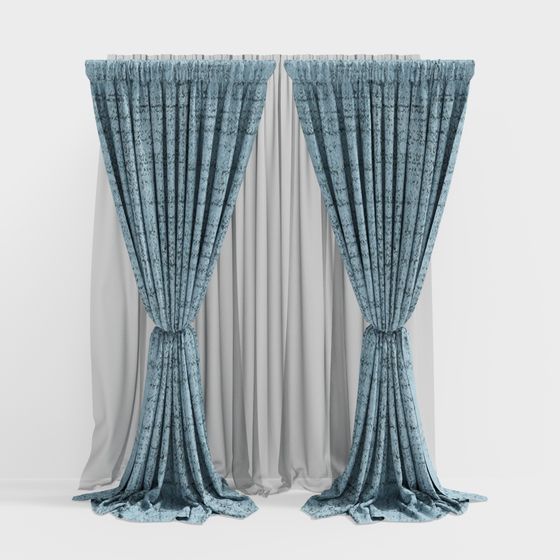Dreamy Blue Fabric Curtain 3D model