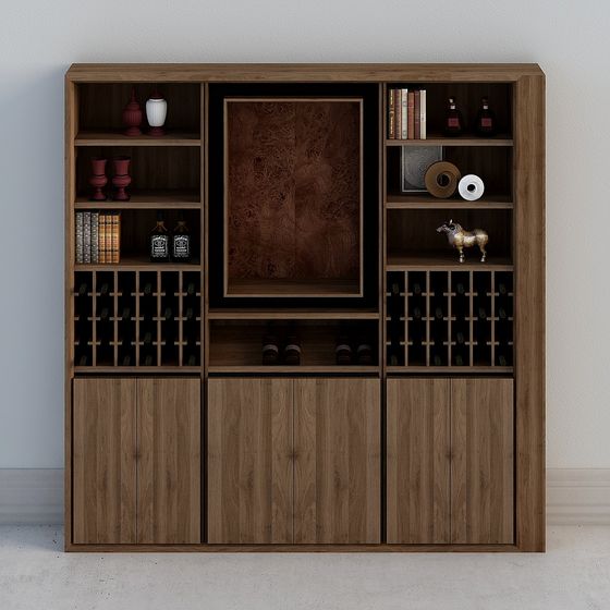 Elegant Wine Cabinet 3D model for Modern Interiors