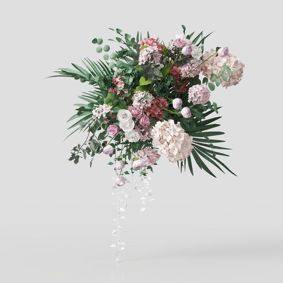 Dreamy Flower Bouquet Low-Poly 3D Model for Creative Projects