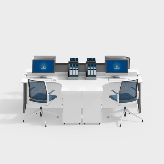 Modern Low-Poly Office Desk and Chair 3D model