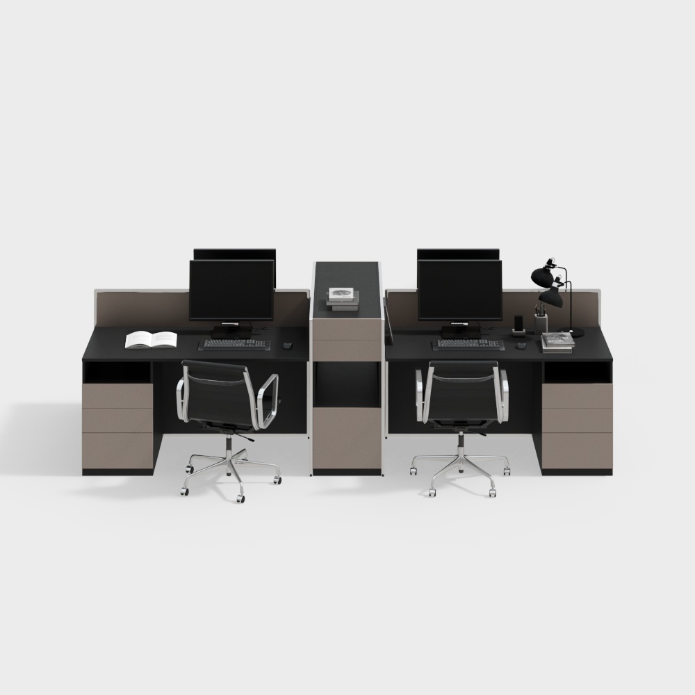 Modern Low-Poly Double Workstation 3D model
