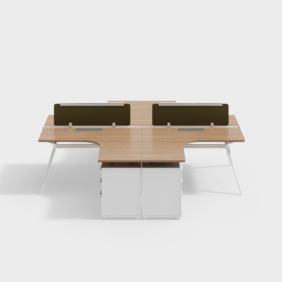 Modern Dual Desk 3D model for Office Spaces