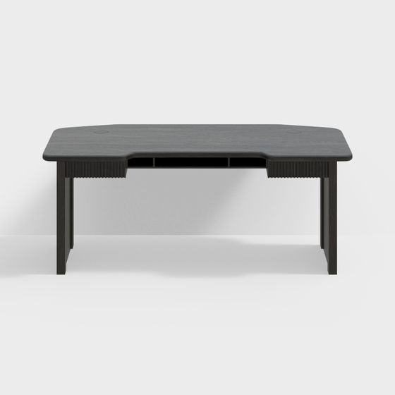 Modern Black and Gray Office Desk 3D Model