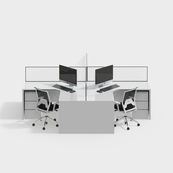 Open Workspace Design 3D model for Modern Offices