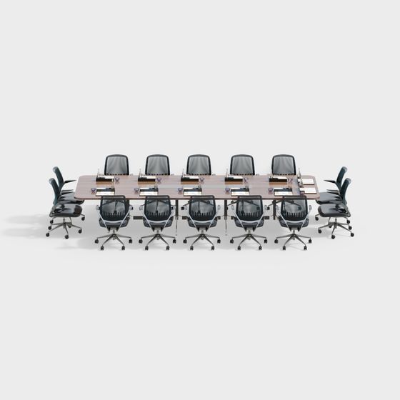 Sophisticated Conference Table and Chair Set 3D model