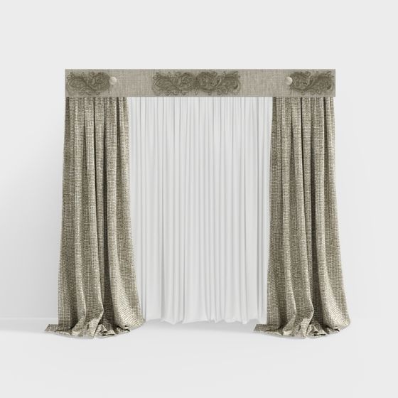 Stylish Low-Polygon Curtain 3D model for Interiors