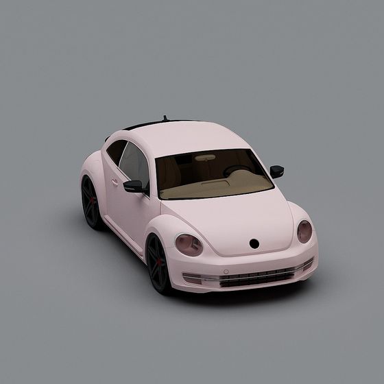 Stylish Retro Pink Beetle Car 3D model