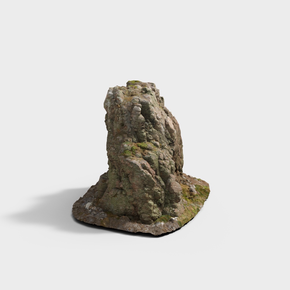 Rock Spirit 3D Model – Natural Stone with Moss Detail