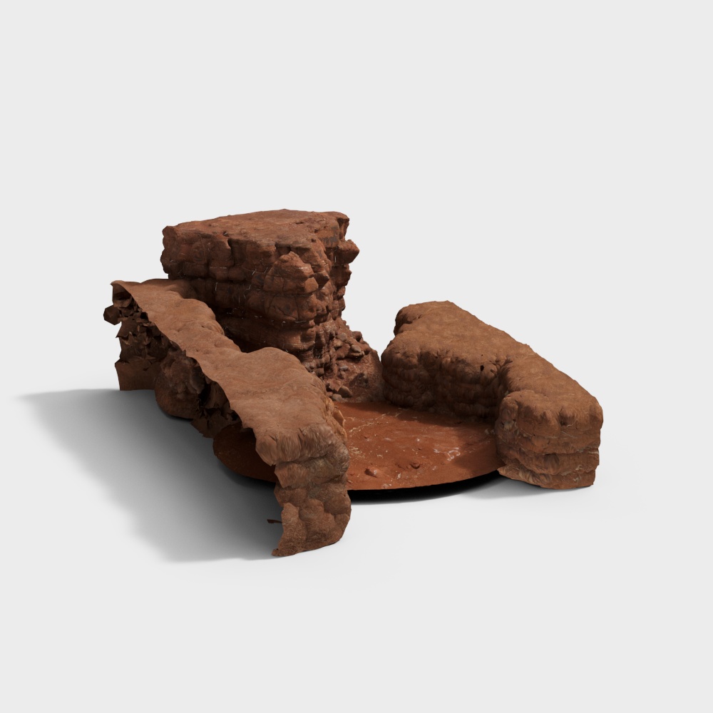 Desert Oasis Low-Poly 3D Model – Earth Tone Terrain