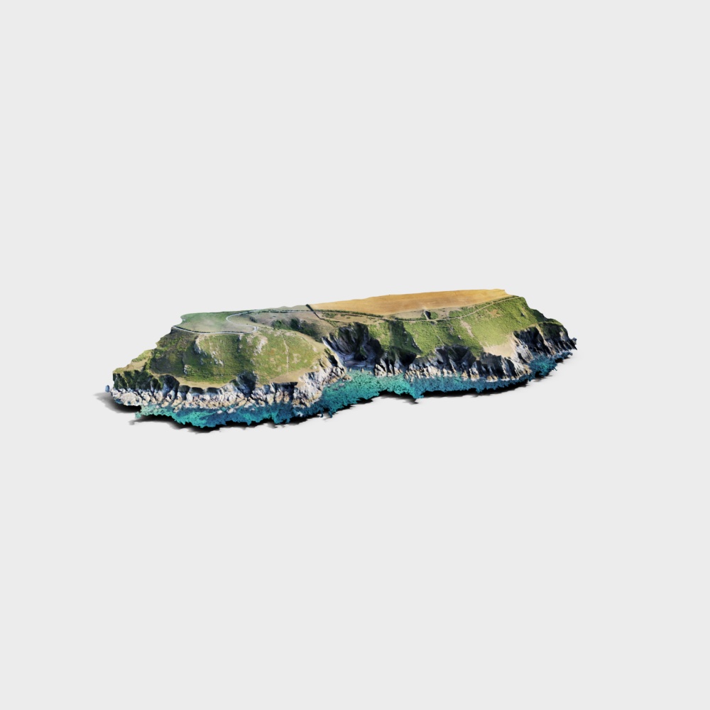 Coastal Cliff 3D Model – Low Poly Detailed Terrain