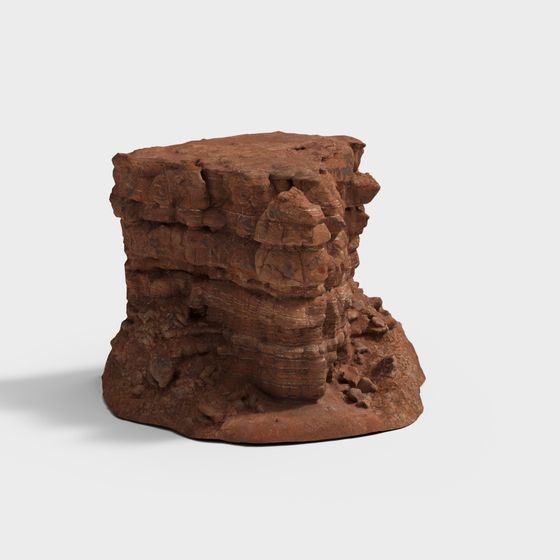 Realistic Red Cliff 3D Model