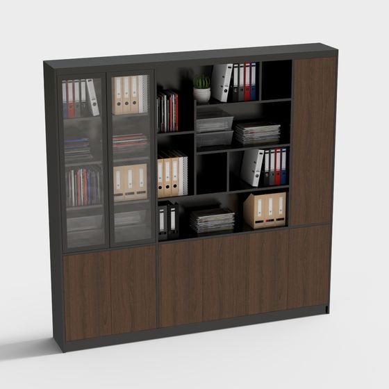 Modern Low-Poly 3D Bookshelf Model
