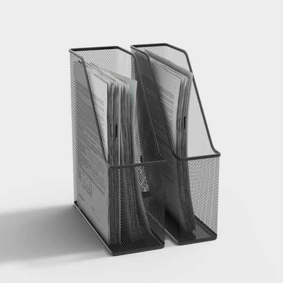 Stylish Low-Polygon Metal File Rack 3D model