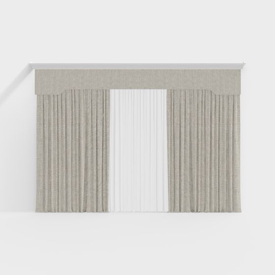 Low-Poly Textured Curtain 3D model for Modern Interiors