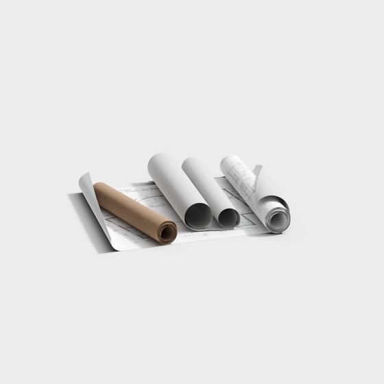 Blueprint Scroll 3D model - Minimalist Design