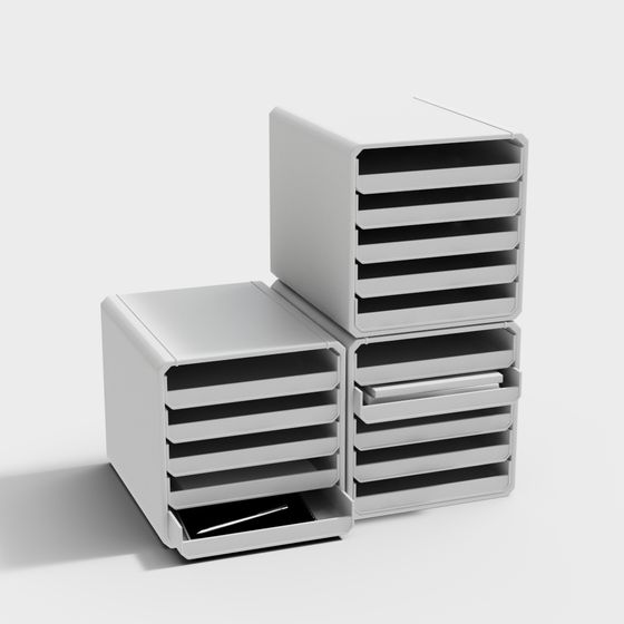 Stylish Low-Poly File Cabinet 3D model