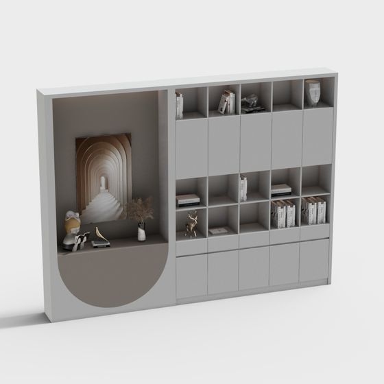 Minimalist Curved Bookshelf 3D Model for Modern Spaces