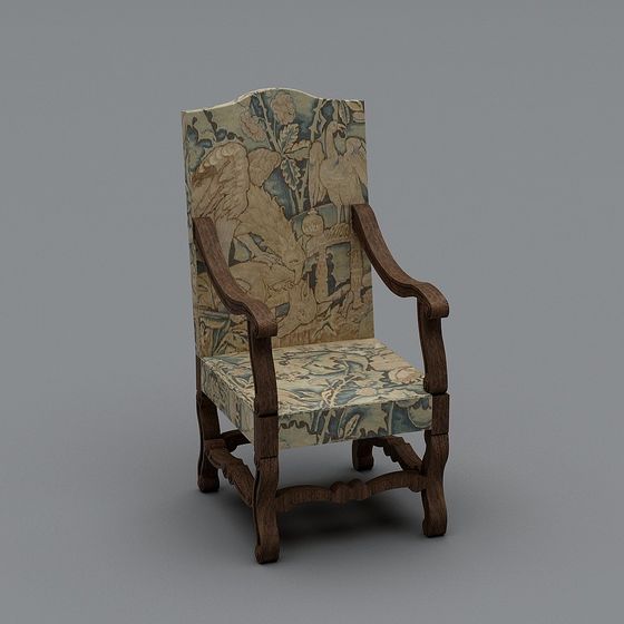 Victorian High-Back Chair 3D model for Creative Spaces