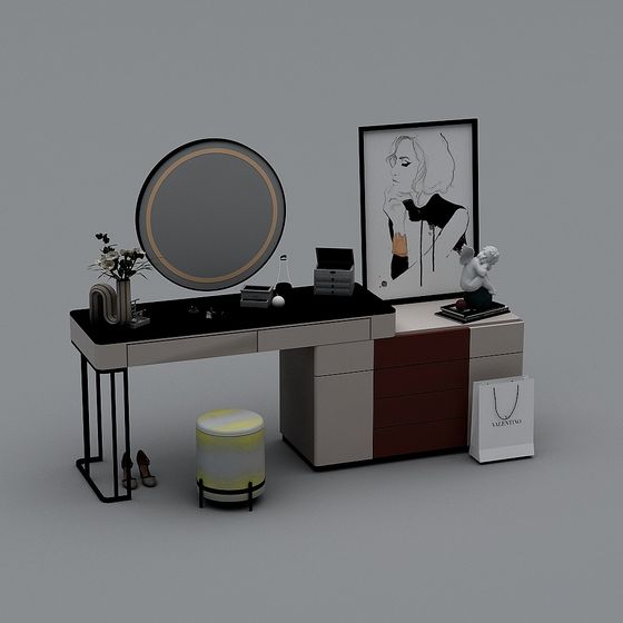 Stylish Vanity Table 3D model for Modern Aesthetics