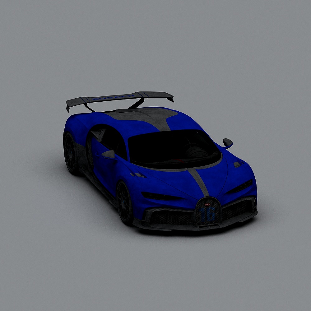 High-Detail Low-Poly Bugatti Concept Car 3D Model
