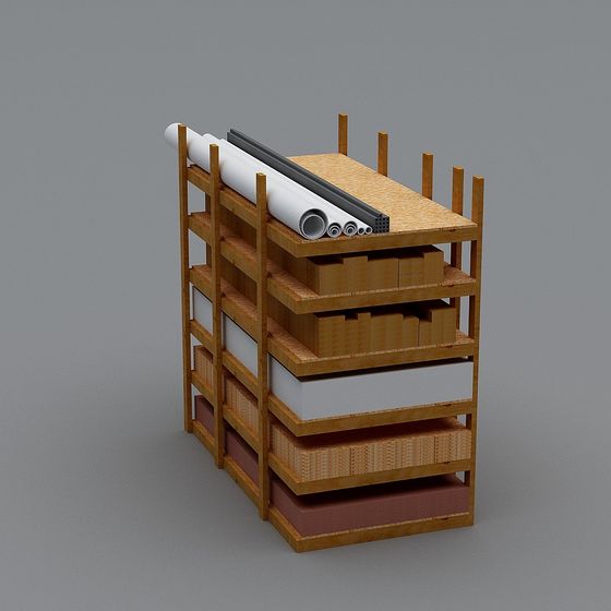 Low-Poly Wooden Bookshelf 3D model