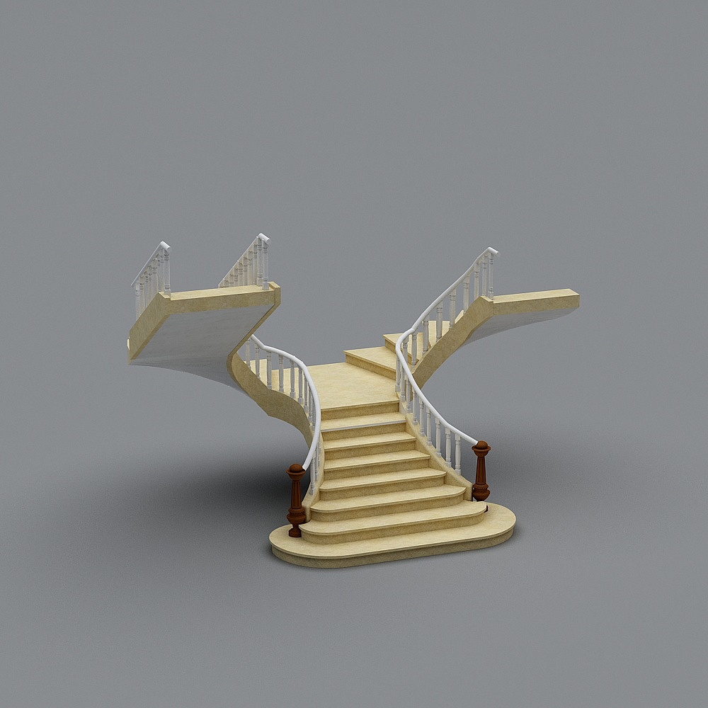 Elegant Low-Poly 3D Staircase Model