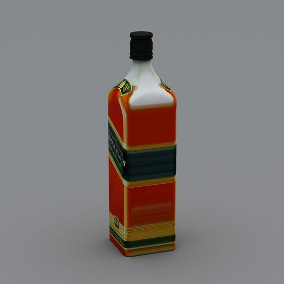Modern Square Whiskey Bottle 3D model