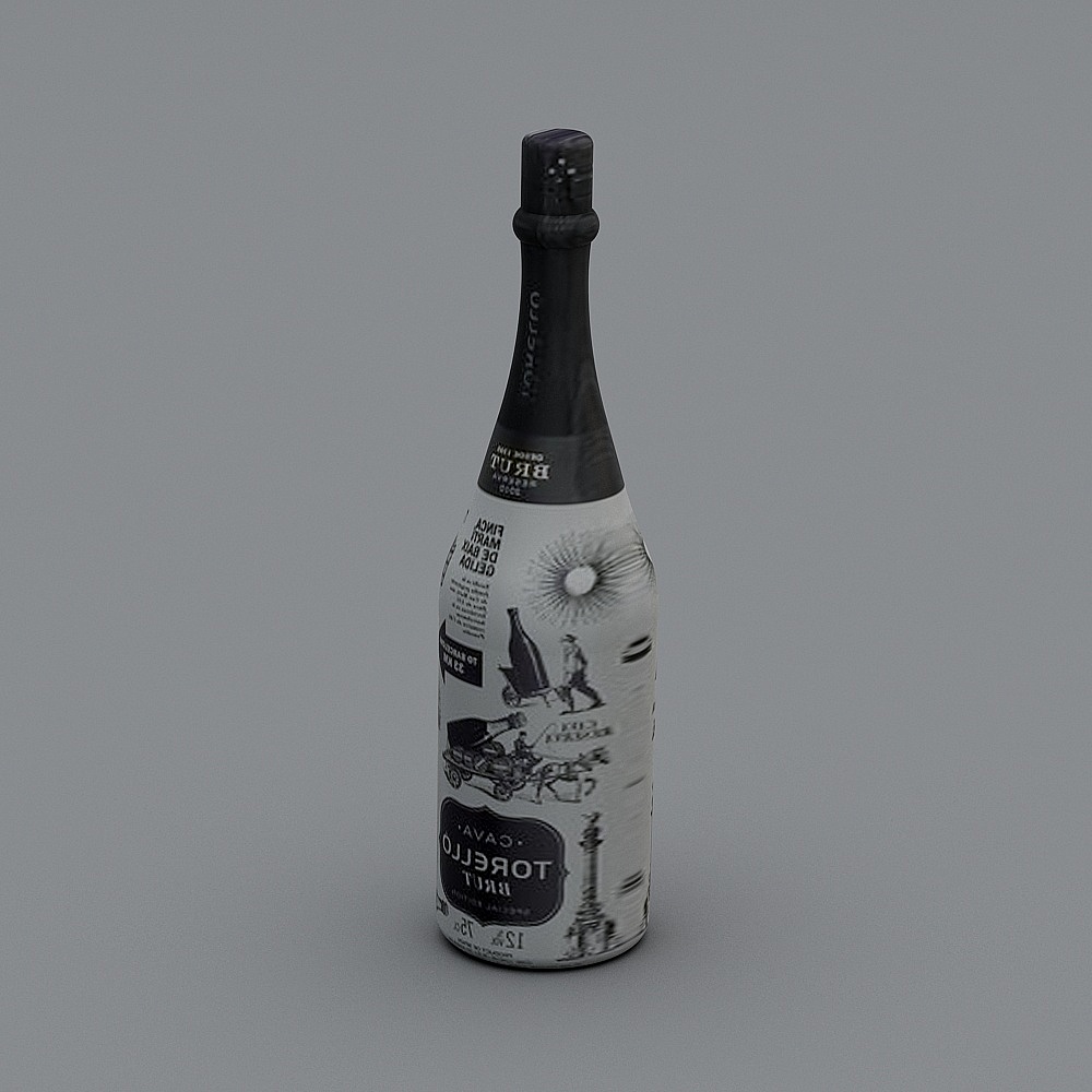 Vintage Elegance Champagne Bottle 3D model