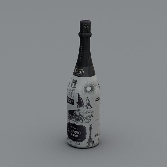 Vintage Elegance Champagne Bottle 3D model