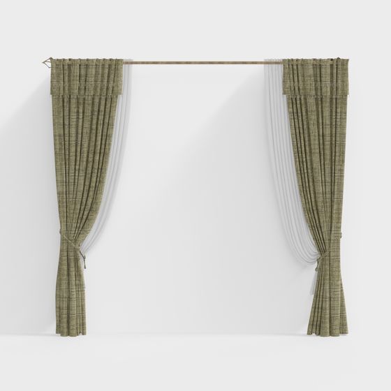 Stylish Green Curtain 3D model for Creative Spaces