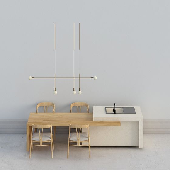 Elegant Minimalist Dining Table and Bar 3D model