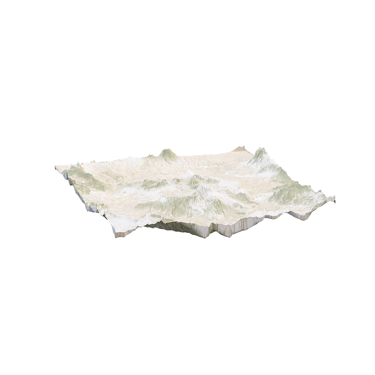 Low-Poly Mountain 3D Model – Natural Beige and Green