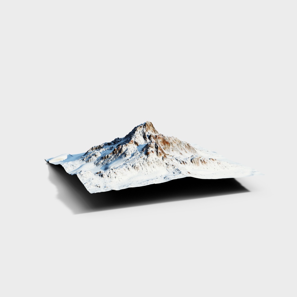 Snowy Peak 3D Model – Low-Poly Snowy Mountain