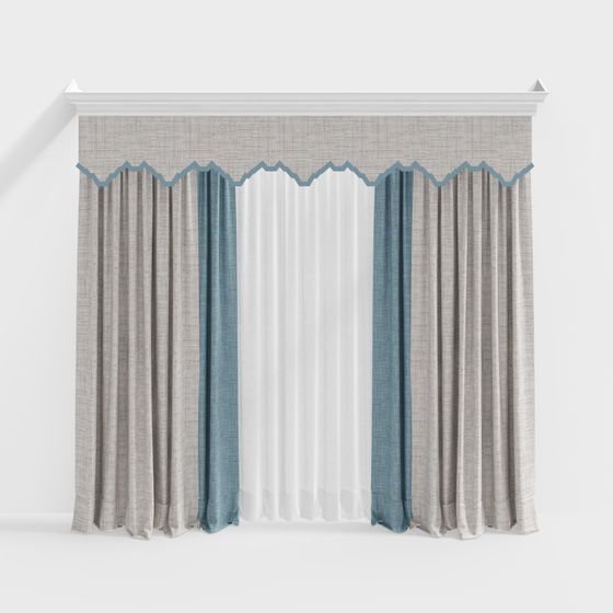 Stylish Low-Poly Curtain 3D Model