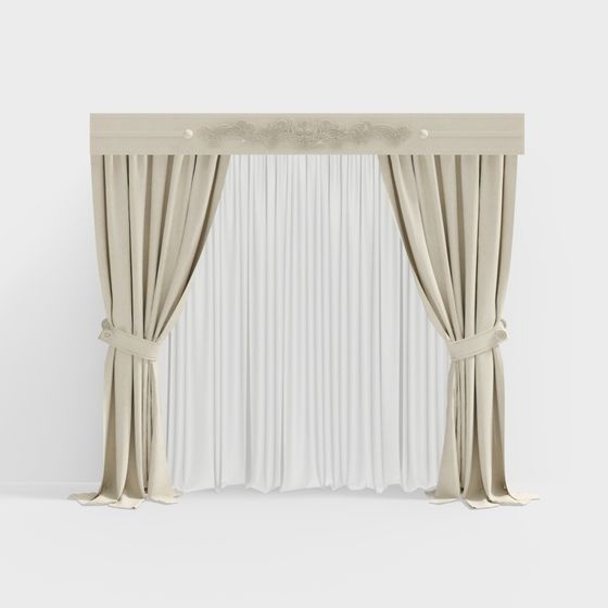 Elegant Low-Poly Curtain 3D Model Design
