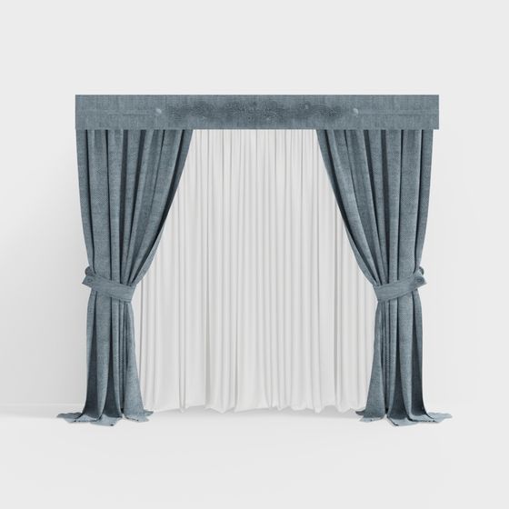 Elegant Low-Poly Curtain 3D Model for Interior Design