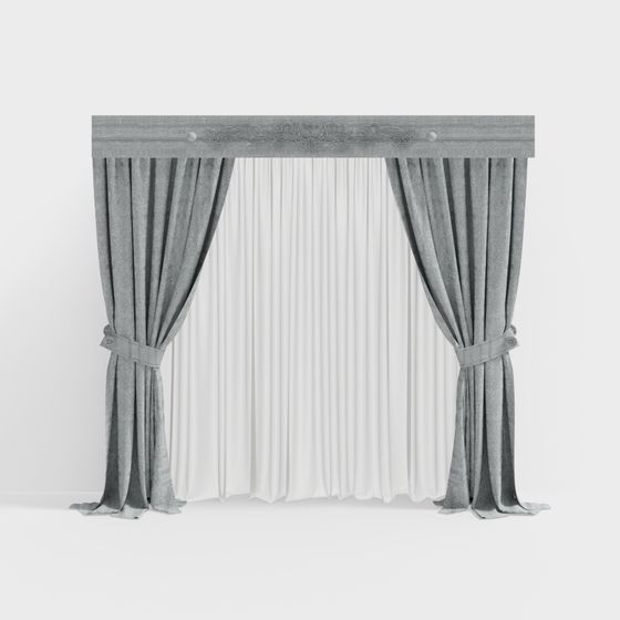 Sophisticated Low-Poly Curtain 3D Model for Modern Designs