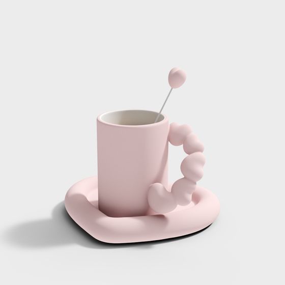 Cloud Coffee Cup 3D model in Soft Pink Colors