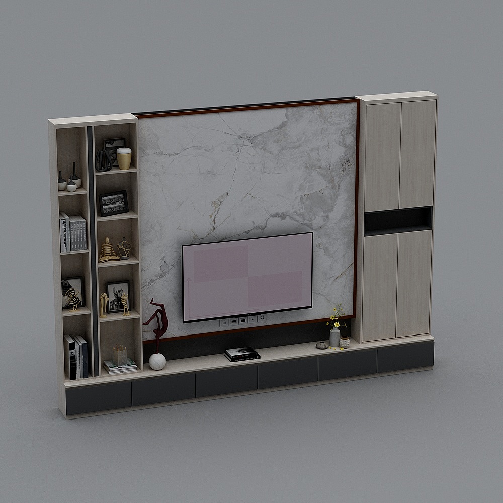 Modern 3D Model TV Wall Design