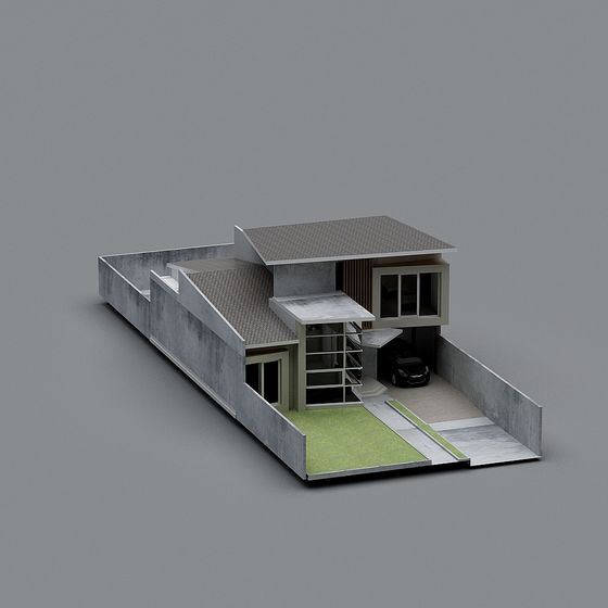 Modern Low-Polygon House 3D model