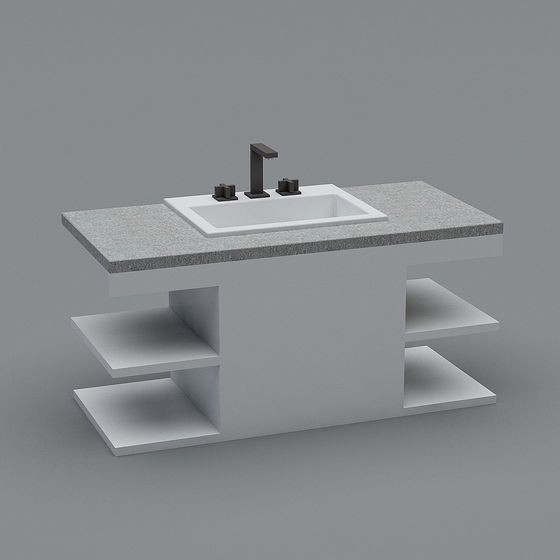 Modern Minimalist Bathroom Vanity 3D Model