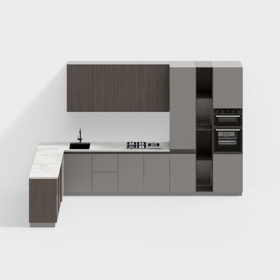 Stylish Modern Kitchen 3D model Design