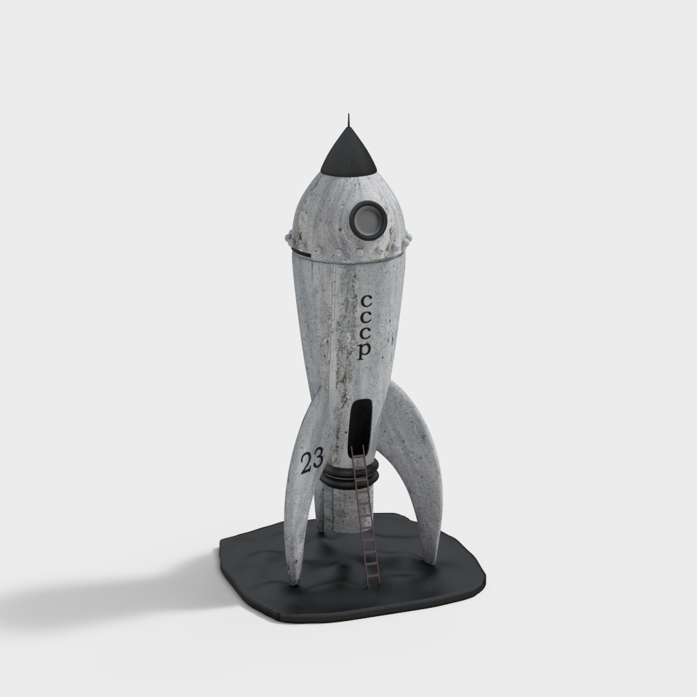 Retro Rocket 3D model with Vintage Charm