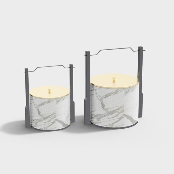 Elegant Polygonal Basket Set 3D model
