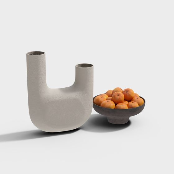 U-Shaped Vase and Fruit Bowl 3D model