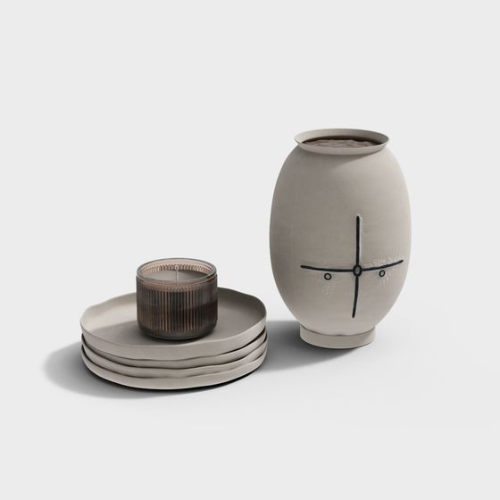 Urban Serenity Vase Set 3D model