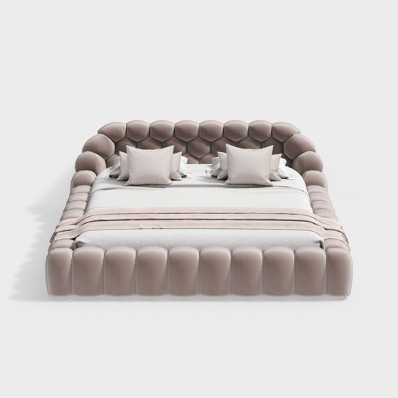 Elegant Low-Poly Bed 3D model for Modern Interiors