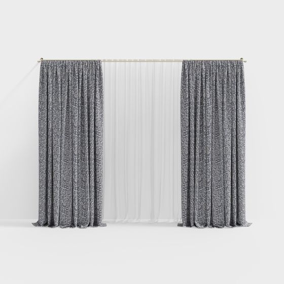 Stylish Low-Poly Curtain 3D model for Modern Spaces