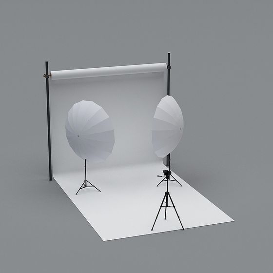 Elegant White Photography Umbrella 3D Model
